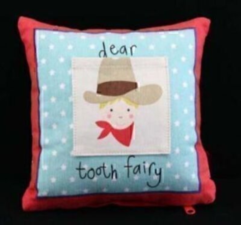 Cowboy And Indian Tooth Fairy Cushion By Gisela Graham Part of the Gisela Graham Cowboy and Indian range. This tooth Fairy Cushion has a little pocket for your child to put their lost tooth in and the tooth fairy to put the money in. An enchanting gift for a young boy. Cover: 100% Cotton; Filling: 100% Polyes